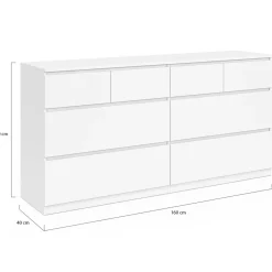IDMarket Commode 8 tiroirs bois blanc 160 cm* Collection Contemporaine|Commodes