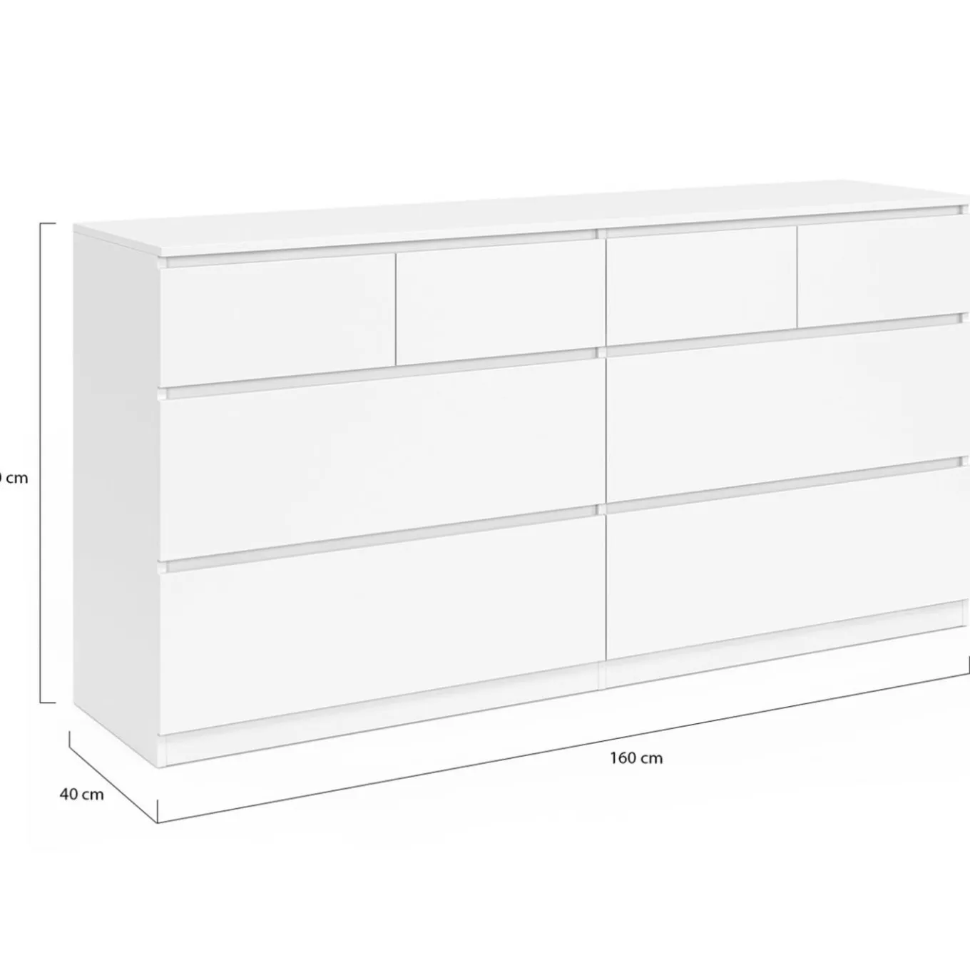 IDMarket Commode 8 tiroirs bois blanc 160 cm* Collection Contemporaine|Commodes