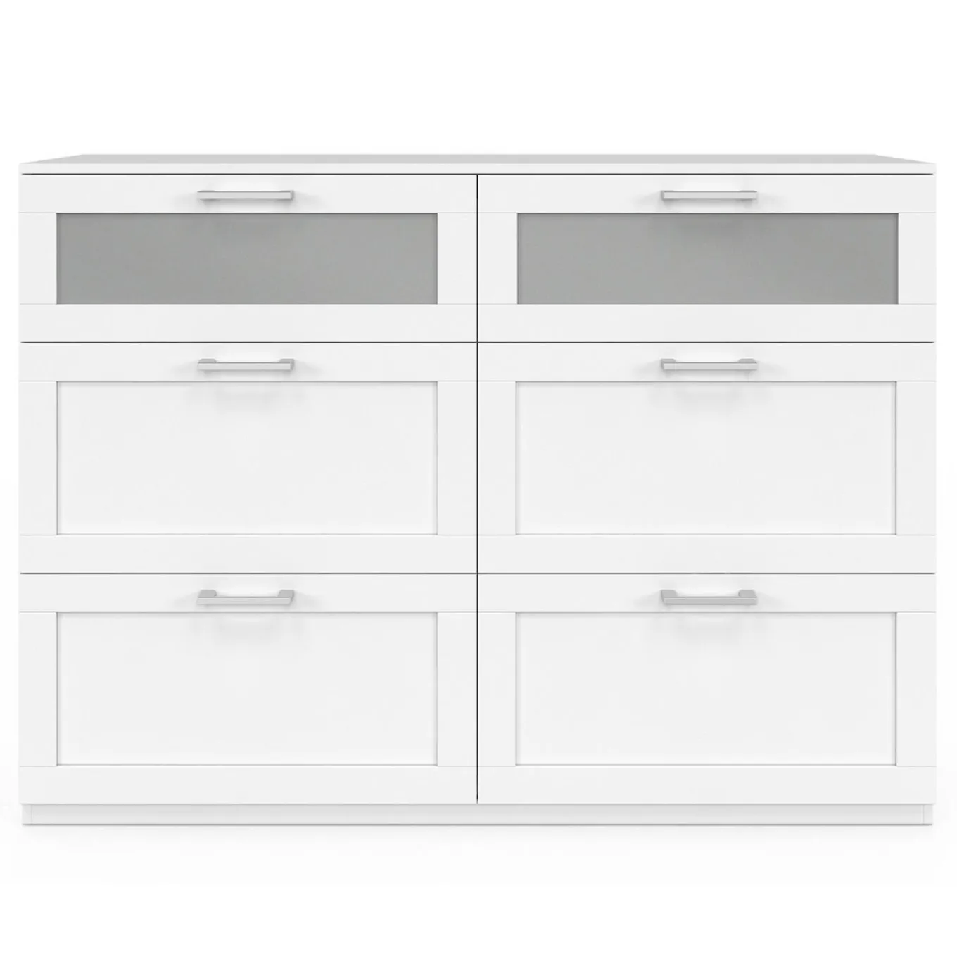 IDMarket Commode 6 tiroirs bois et blanc effet givré* Collection Agencement Magasin|Chambre Complète Adulte