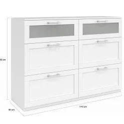 IDMarket Commode 6 tiroirs bois et blanc effet givré* Collection Agencement Magasin|Chambre Complète Adulte