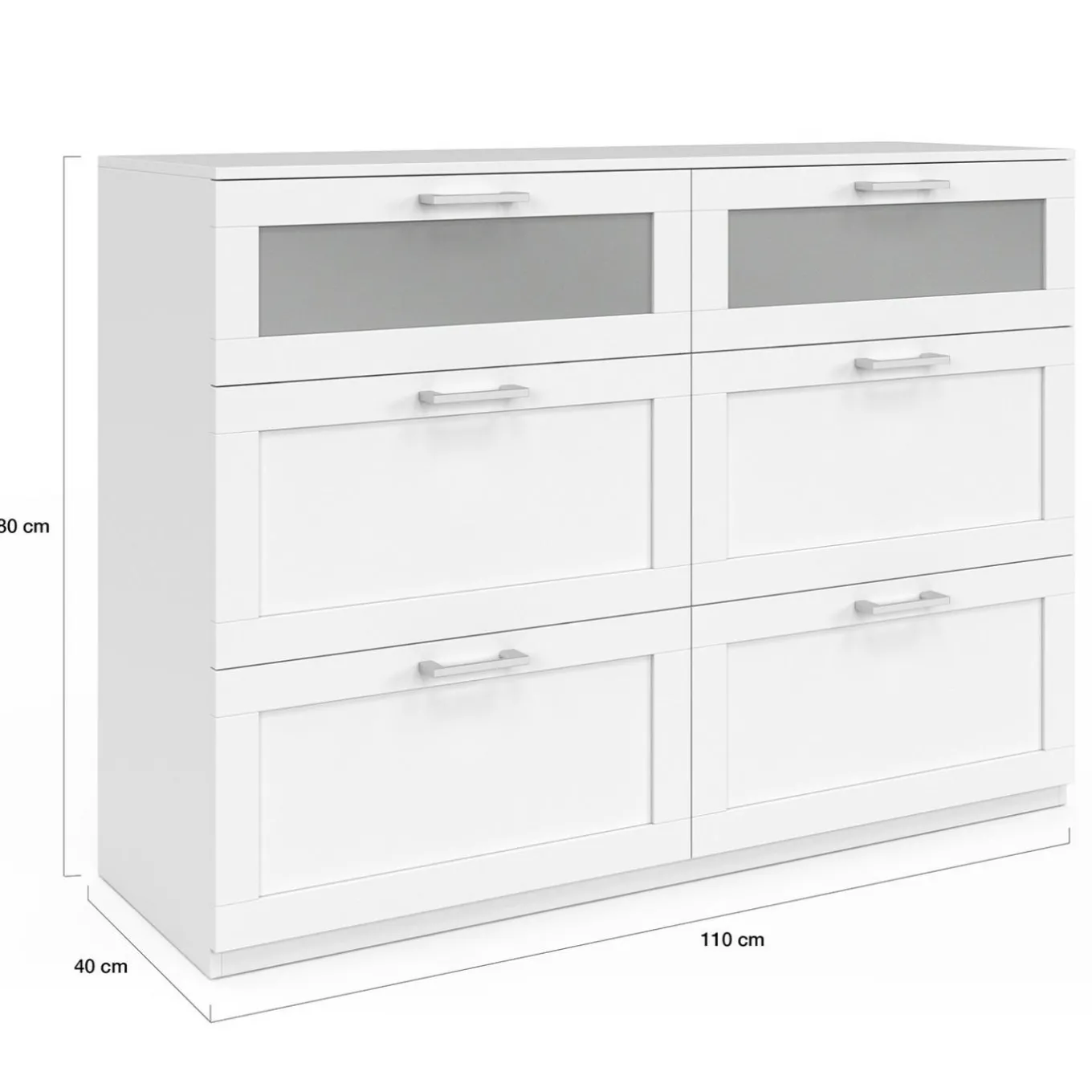 IDMarket Commode 6 tiroirs bois et blanc effet givré* Collection Agencement Magasin|Chambre Complète Adulte