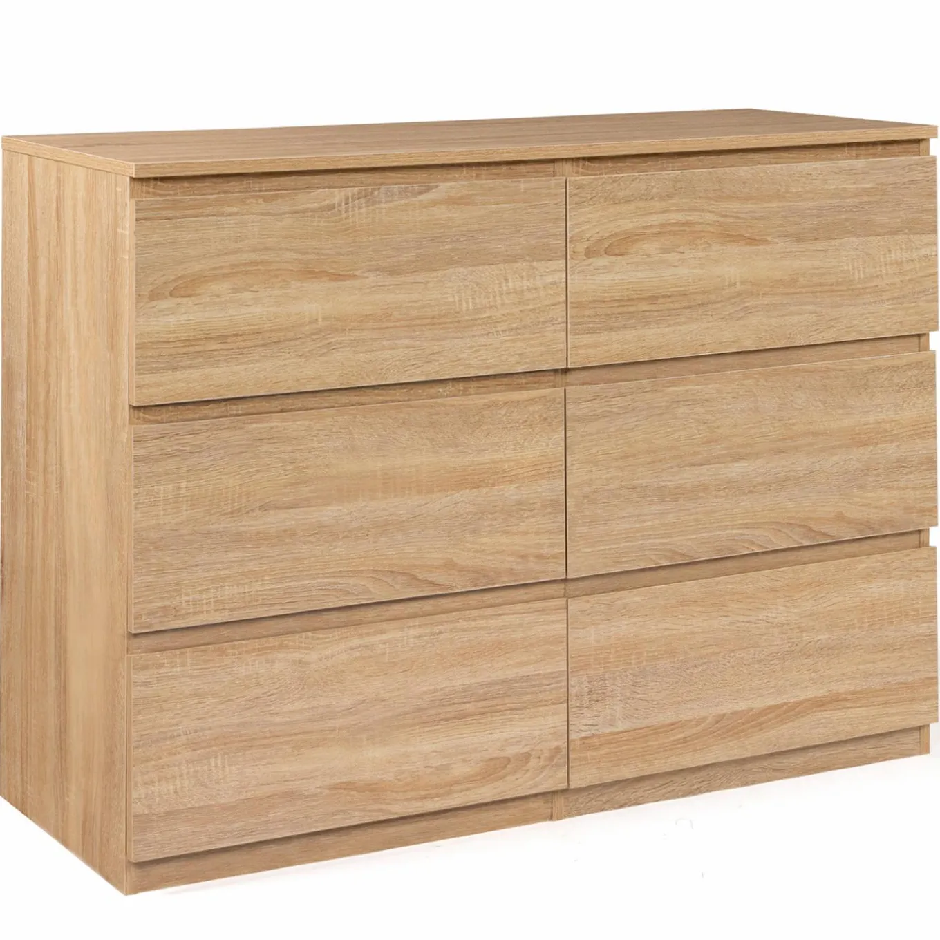 IDMarket Commode 6 tiroirs bois façon hêtre 110x80 cm* Meubles Tiroirs|Meubles En Bois