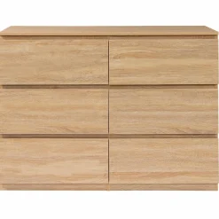 IDMarket Commode 6 tiroirs bois façon hêtre 110x80 cm* Meubles Tiroirs|Meubles En Bois