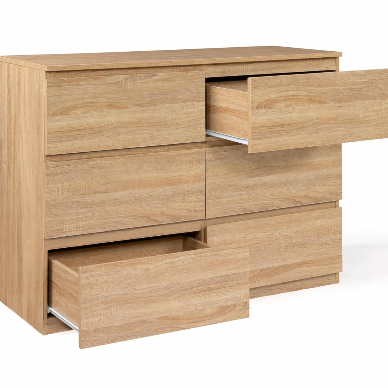 IDMarket Commode 6 tiroirs bois façon hêtre 110x80 cm* Meubles Tiroirs|Meubles En Bois