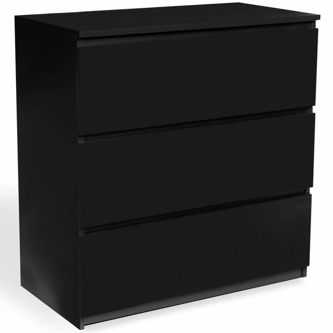 IDMarket Commode 3 tiroirs design bois noir* Meubles Tiroirs|Meubles Noirs