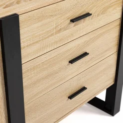 IDMarket Commode 3 tiroirs design bois et pieds noir* Meubles Tiroirs|Collection Design