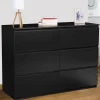 IDMarket Commode 6 tiroirs design bois noir* Meubles Tiroirs|Meubles Bas