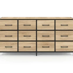 IDMarket Commode 12 tiroirs en tissu 140 cm design industriel* Commodes|Chambre Complète Adulte