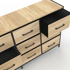 IDMarket Commode 12 tiroirs en tissu 140 cm design industriel* Commodes|Chambre Complète Adulte