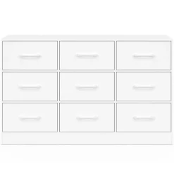 IDMarket Commode 9 tiroirs en tissu 113 cm meuble de rangement bois blanc* Collection Contemporaine|Commodes