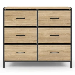 IDMarket Commode 6 tiroirs en tissu industrielle* Meubles Tiroirs|Meubles Bas