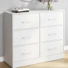 IDMarket Commode 6 tiroirs en tissu 80 cm meuble de rangement bois blanc* Collection Contemporaine|Commodes