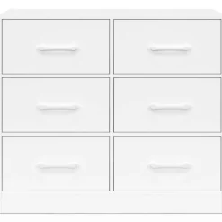 IDMarket Commode 6 tiroirs en tissu 80 cm meuble de rangement bois blanc* Collection Contemporaine|Commodes