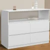 IDMarket Commode avec 4 tiroirs bois blanc 100 cm avec niche* Collection Agencement Magasin|Petits Meubles