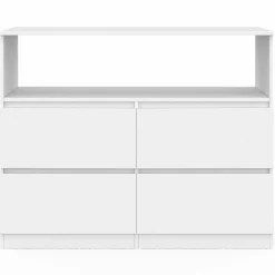 IDMarket Commode avec 4 tiroirs bois blanc 100 cm avec niche* Collection Agencement Magasin|Petits Meubles