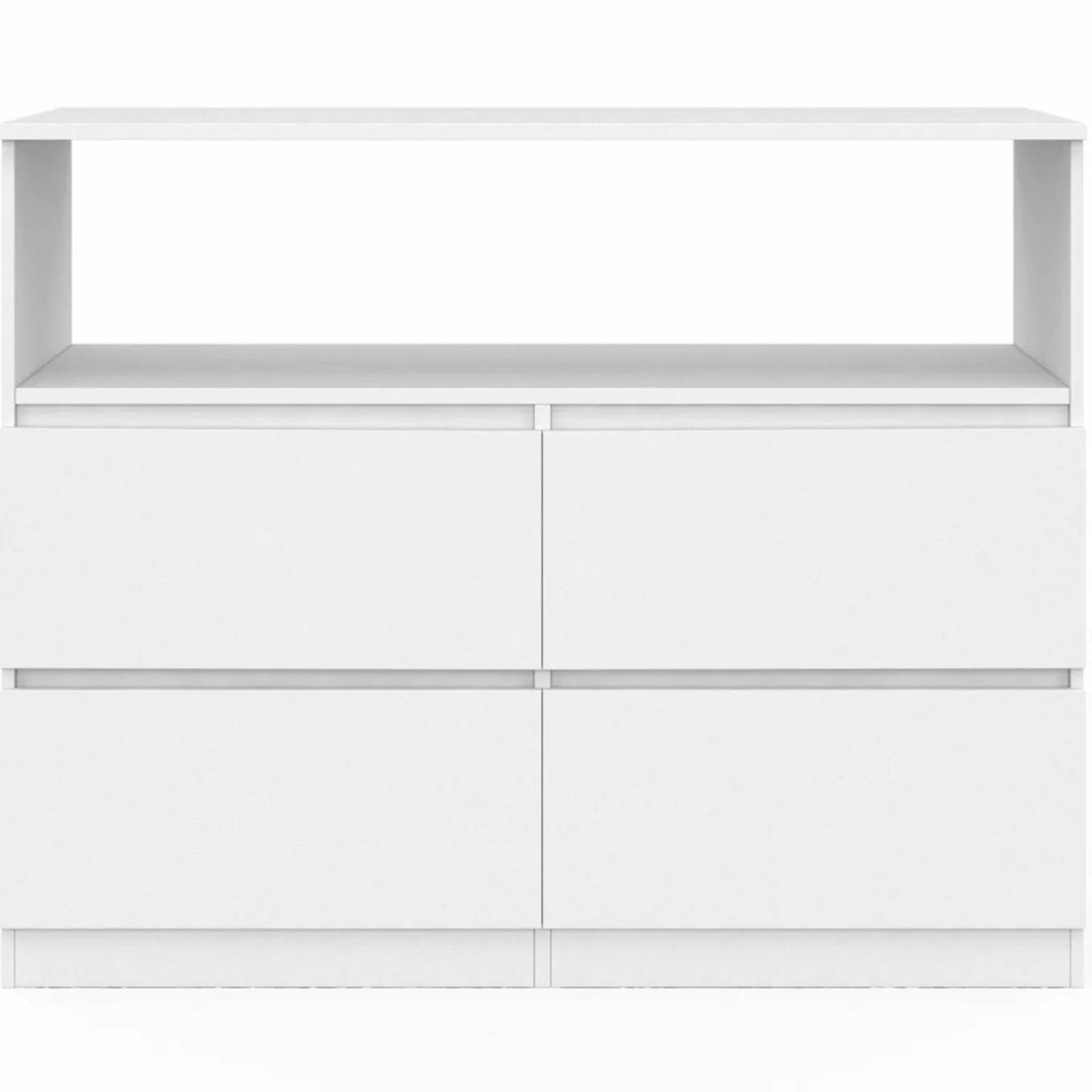 IDMarket Commode avec 4 tiroirs bois blanc 100 cm avec niche* Collection Agencement Magasin|Petits Meubles