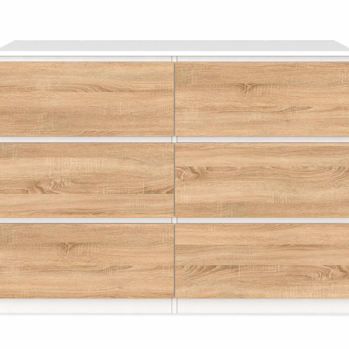 IDMarket Commode blanc et bois 6 tiroirs* Commodes