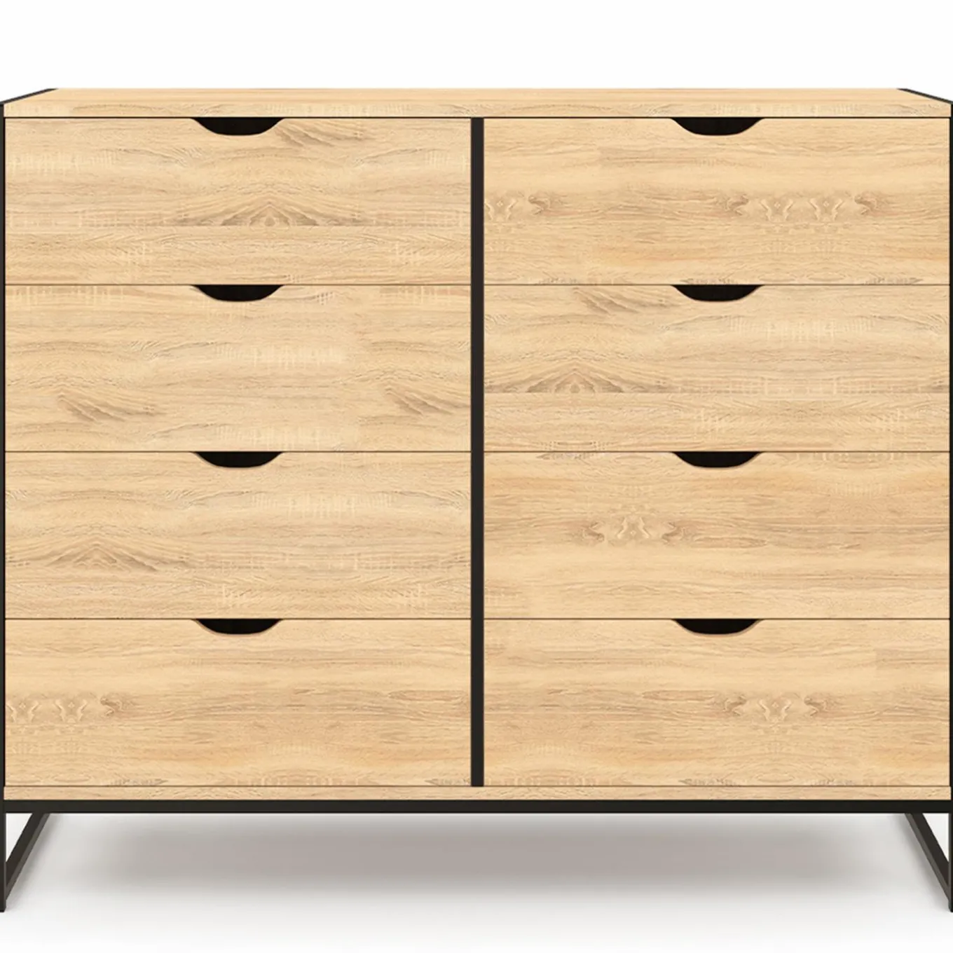 IDMarket Commode blanc et bois 8 tiroirs au design industriel* Meubles Tiroirs|Meubles En Bois