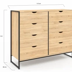 IDMarket Commode blanc et bois 8 tiroirs au design industriel* Meubles Tiroirs|Meubles En Bois