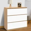 IDMarket Commode bois façon hêtre et blanc 3 tiroirs 78 cm* Meubles En Bois|Collection Agencement Magasin
