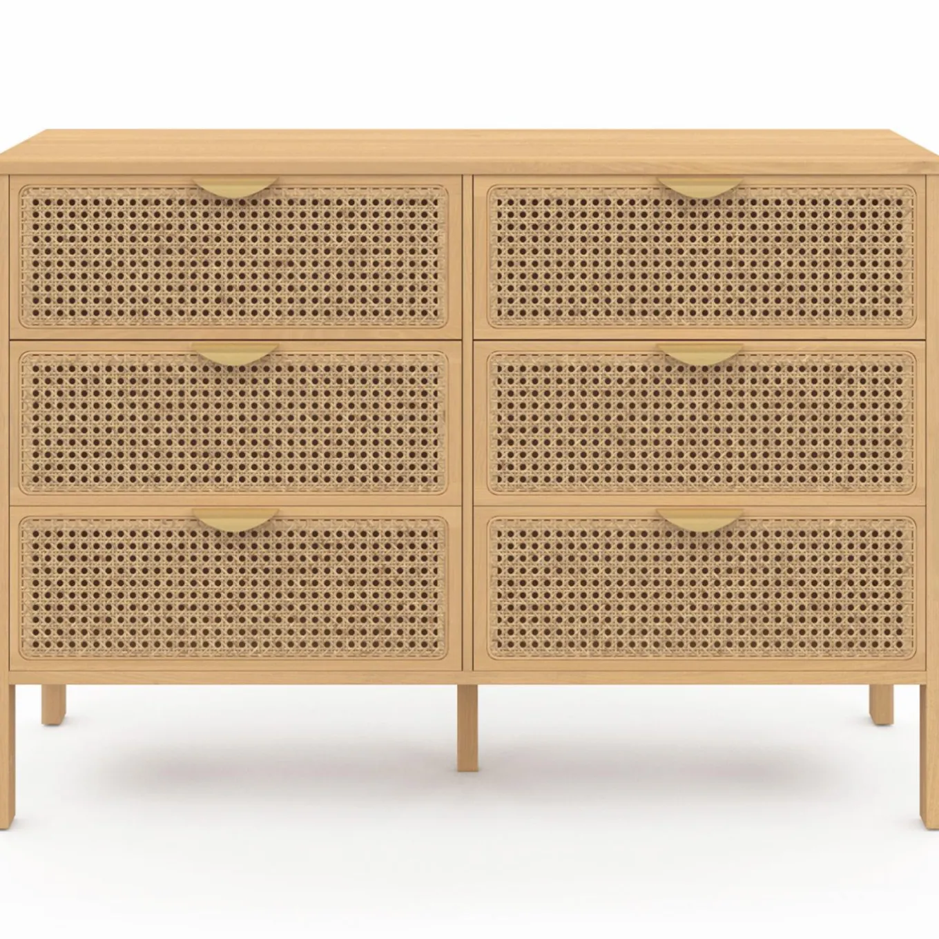 IDMarket Commode cannage coloris bois avec 6 tiroirs* Meubles Tiroirs|Meubles Bas