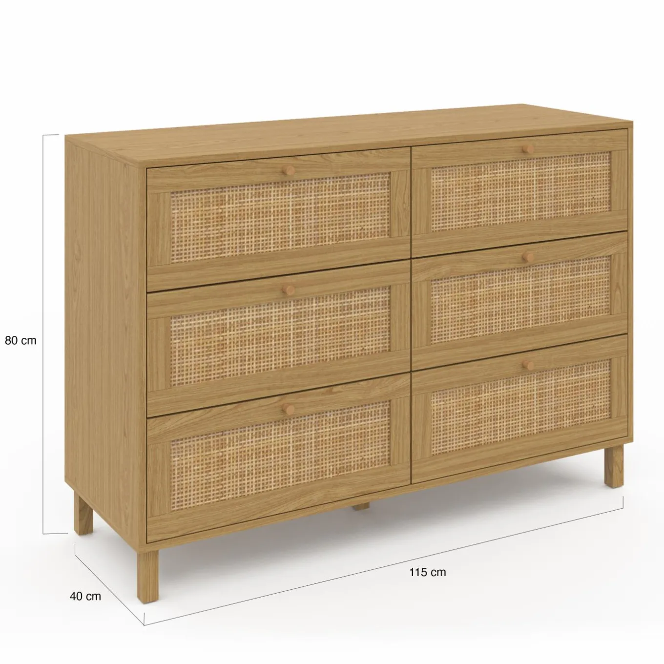 IDMarket Commode cannage effet naturel avec 6 tiroirs* Meubles Tiroirs|Meubles Bas