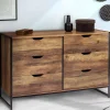 IDMarket Commode design industriel 6 tiroirs bois foncé* Meubles Tiroirs|Meubles Bas
