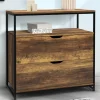 IDMarket Commode design industriel 2 tiroirs avec étagère* Meubles Tiroirs|Meubles Bas