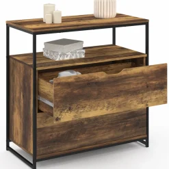 IDMarket Commode design industriel 2 tiroirs avec étagère* Meubles Tiroirs|Meubles Bas