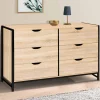 IDMarket Commode design industriel 6 tiroirs 140 cm* Meubles Tiroirs|Meubles Bas