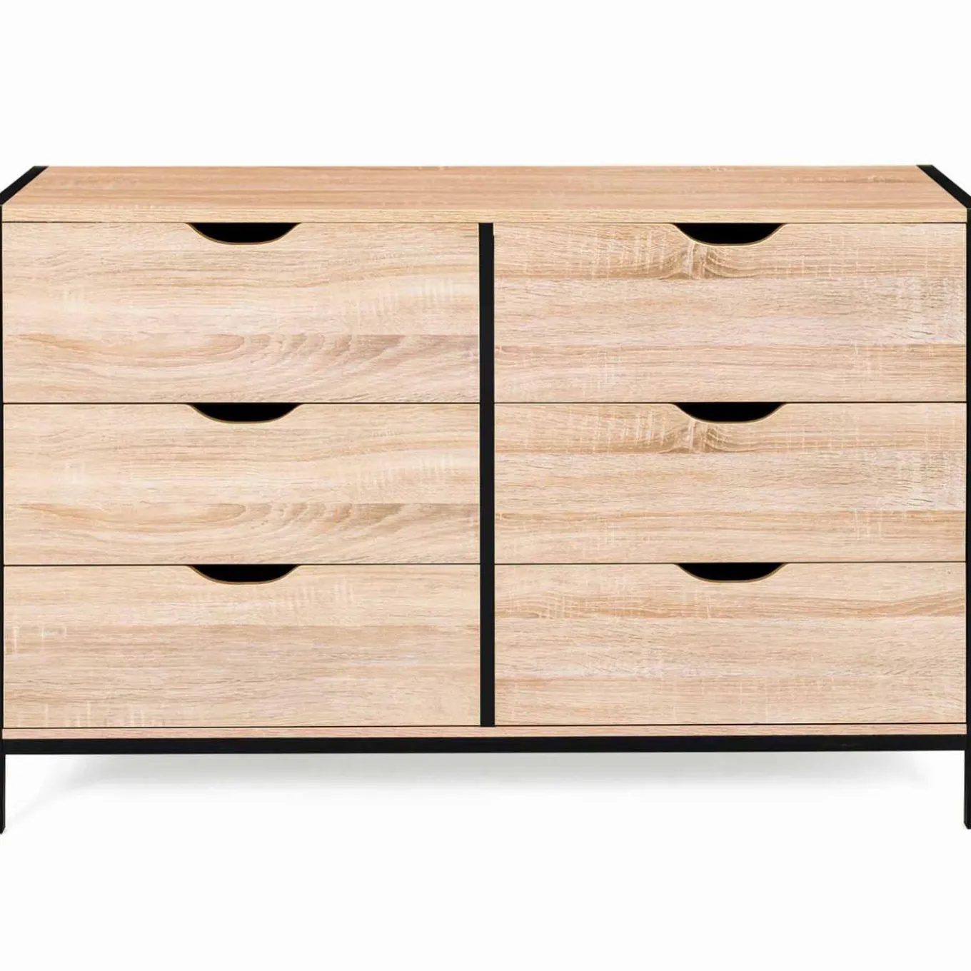 IDMarket Commode design industriel 6 tiroirs 140 cm* Meubles Tiroirs|Meubles Bas