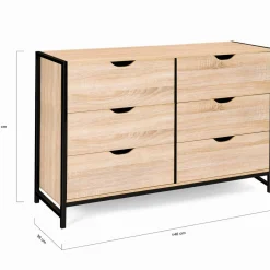 IDMarket Commode design industriel 6 tiroirs 140 cm* Meubles Tiroirs|Meubles Bas