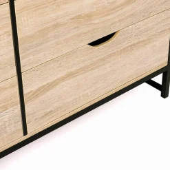 IDMarket Commode design industriel 6 tiroirs 140 cm* Meubles Tiroirs|Meubles Bas