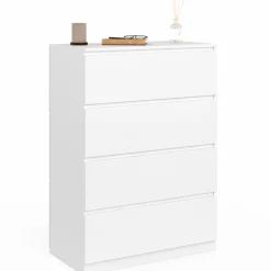 IDMarket Commode en bois blanc avec 4 tiroirs 75 cm* Collection Agencement Magasin|Petits Meubles