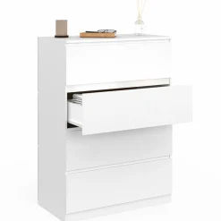IDMarket Commode en bois blanc avec 4 tiroirs 75 cm* Collection Agencement Magasin|Petits Meubles