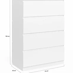 IDMarket Commode en bois blanc avec 4 tiroirs 75 cm* Collection Agencement Magasin|Petits Meubles