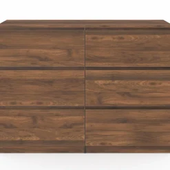 IDMarket Commode en bois effet noyer avec 6 tiroirs 110 cm* Collection Agencement Magasin|Petits Meubles