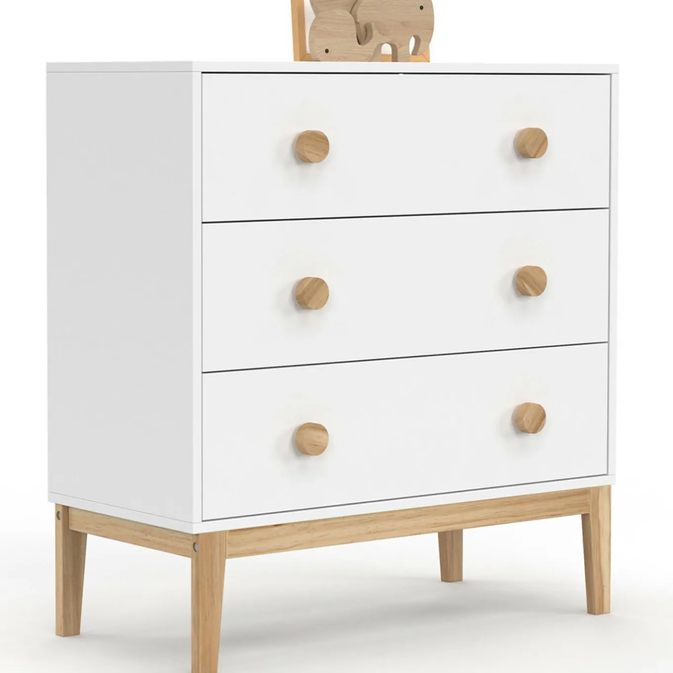 IDMarket Commode enfant blanc et bois*Enfant Meubles Tiroirs|Meubles Bas