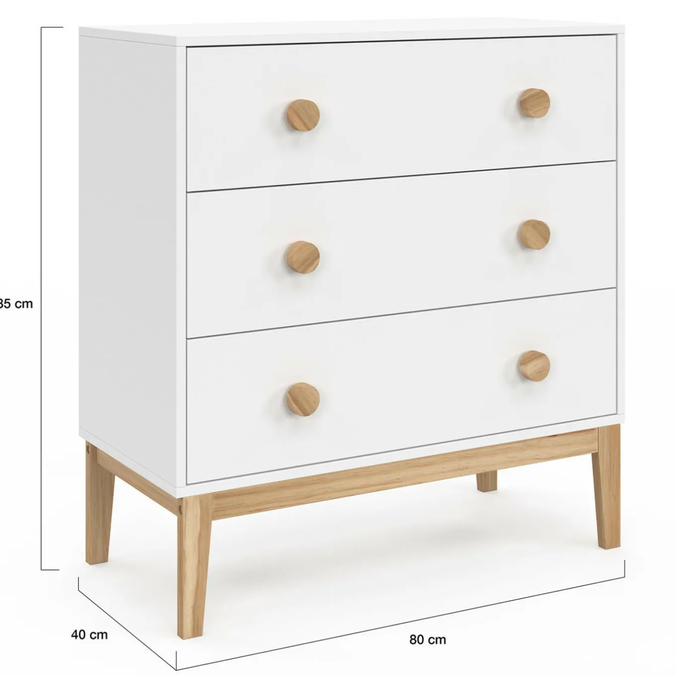 IDMarket Commode enfant blanc et bois*Enfant Meubles Tiroirs|Meubles Bas