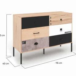 IDMarket Commode industrielle 6 tiroirs dépareillés* Meubles Tiroirs|Meubles Bas