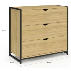 IDMarket Commode industrielle 3 tiroirs* Meubles Tiroirs|Meubles Bas