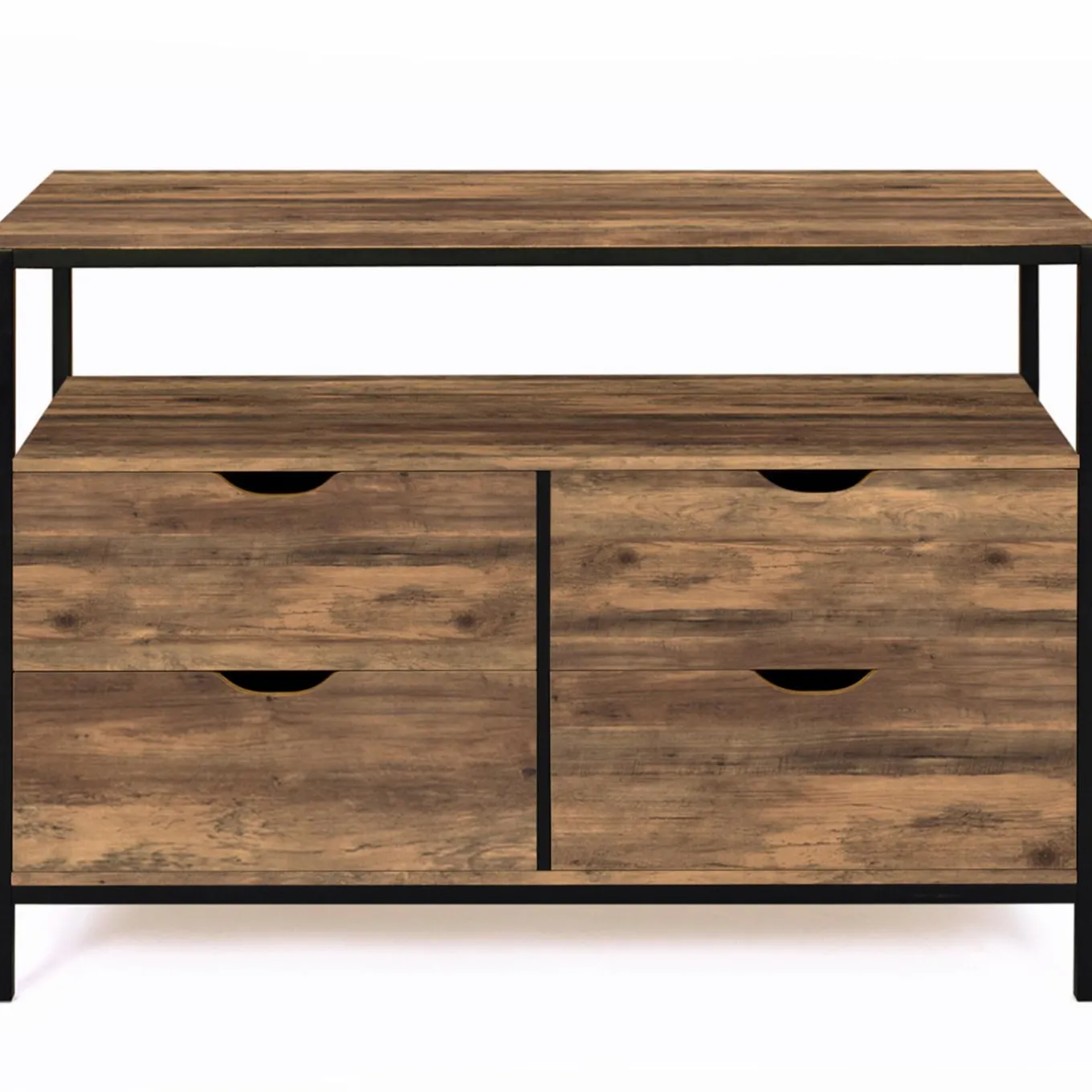 IDMarket Commode industrielle 4 tiroirs avec étagère* Meubles Tiroirs|Meubles Bas