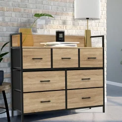 IDMarket Commode industrielle avec 7 tiroirs en tissu* Meubles Tiroirs|Meubles Bas