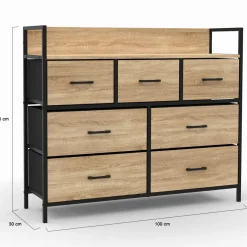 IDMarket Commode industrielle avec 7 tiroirs en tissu* Meubles Tiroirs|Meubles Bas