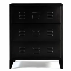 IDMarket Commode industrielle bois noir 3 tiroirs en métal* Collection Métal|Meubles Tiroirs