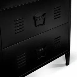 IDMarket Commode industrielle bois noir 3 tiroirs en métal* Collection Métal|Meubles Tiroirs