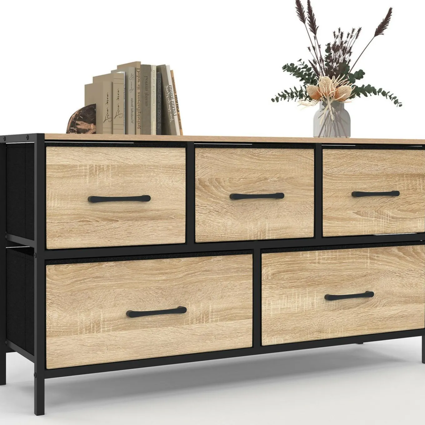 IDMarket Commode industrielle design 5 tiroirs* Meubles Tiroirs|Meubles Bas