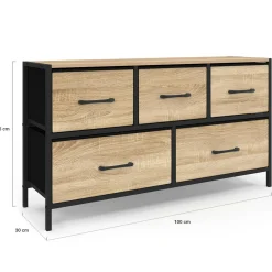 IDMarket Commode industrielle design 5 tiroirs* Meubles Tiroirs|Meubles Bas
