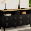 IDMarket Commode industrielle portes en métal noir avec 4 tiroirs* Meubles Tiroirs|Collection Métal