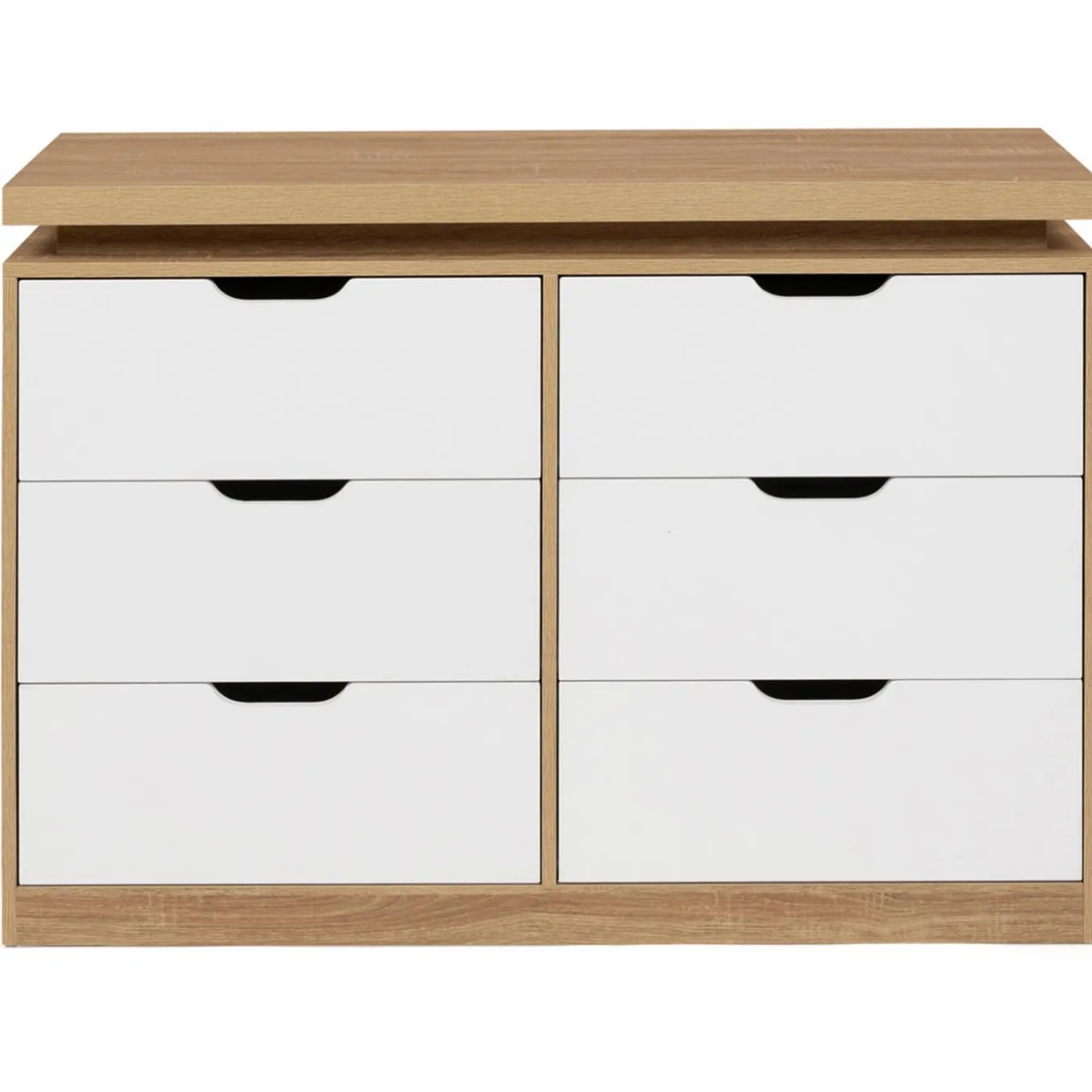 IDMarket Commode LED blanche et plateau bois 6 tiroirs* Meubles Tiroirs|Meubles Bas